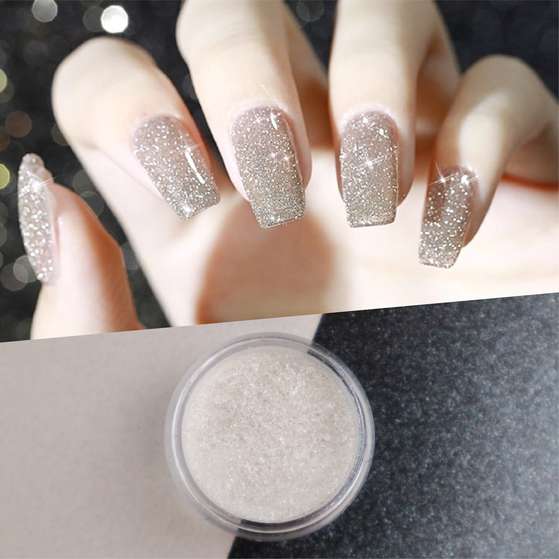Pigment al alb argintiu cu diamante